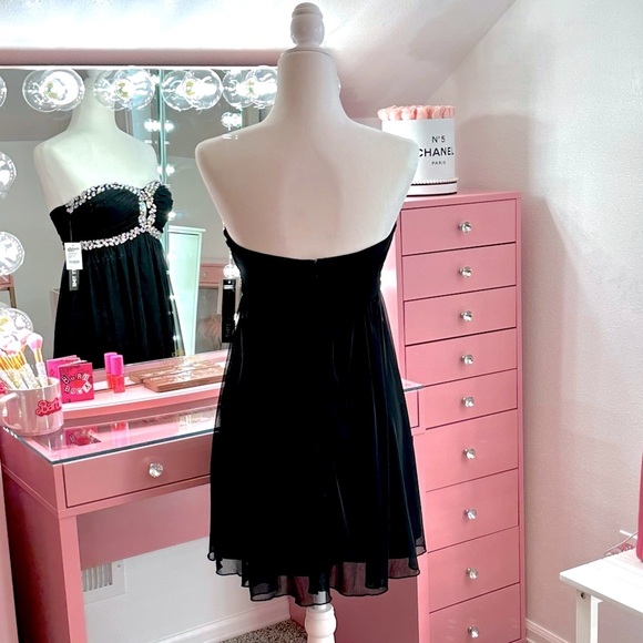 Glam Elegant Vintage Party Prom Strapless Mini Dress - Picture 3 of 5